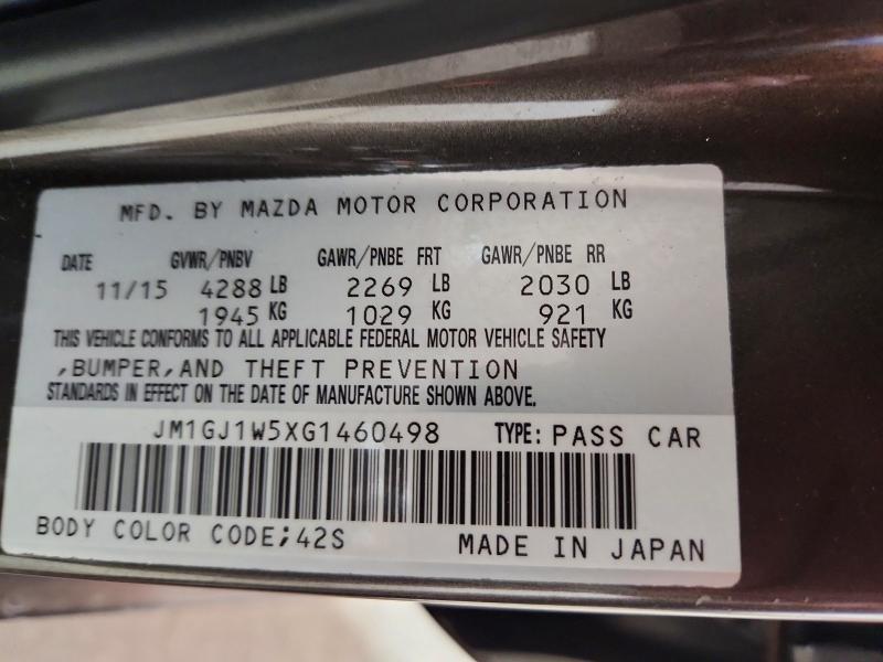 Aukcja sprzedaży 2016 Mazda 6, vin: JM1GJ1W5XG1460498, numer aukcji: 66938646