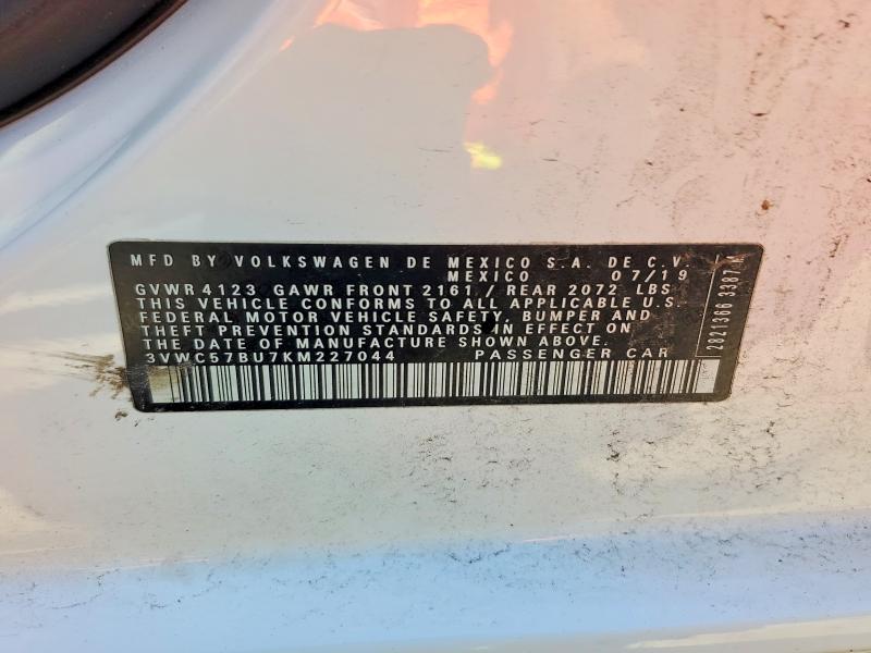 Продаж на аукціоні авто 2019 Volkswagen Jetta, vin: 3VWC57BU7KM227044, номер лоту: 63657166