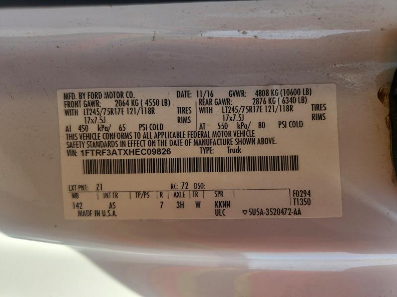 2017 Ford F350 მანქანა იყიდება აუქციონზე, vin: 1FTRF3ATXHEC09826, აუქციონის ნომერი: 63285316