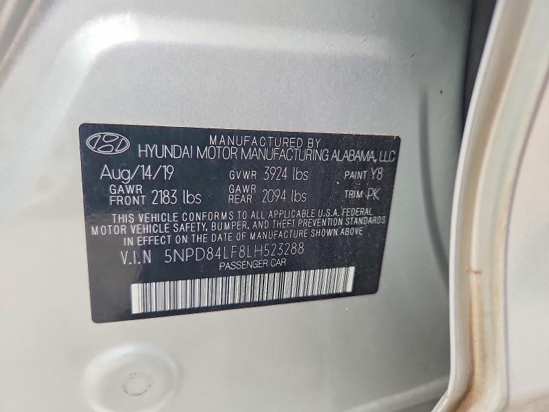 2020 Hyundai Elantra მანქანა იყიდება აუქციონზე, vin: 5NPD84LF8LH523288, აუქციონის ნომერი: 63929506