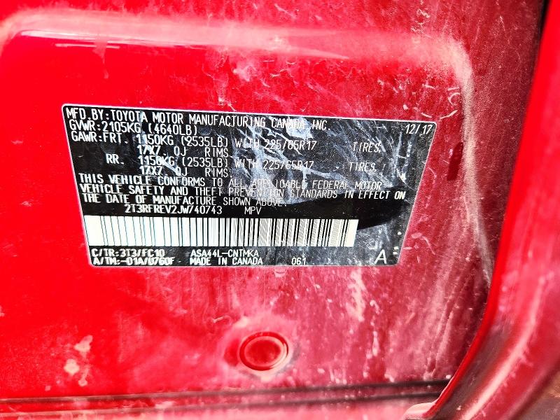 64775196 :رقم المزاد ، 2T3RFREV2JW740743 vin ، 2018 Toyota Rav4 مزاد بيع