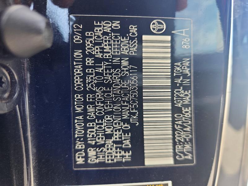 63727446 :رقم المزاد ، JTKJF5C75D3056117 vin ، 2013 Scion Tc مزاد بيع