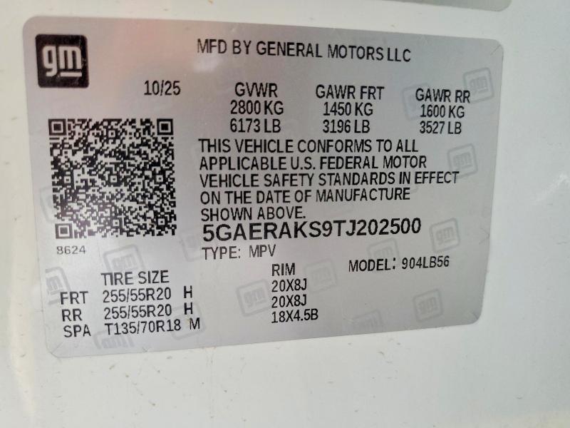 63867836 :رقم المزاد ، 5GAERAKS9TJ202500 vin ، 2026 Buick Enclave مزاد بيع