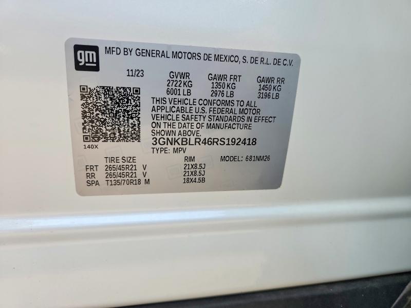 65530906 :رقم المزاد ، 3GNKBLR46RS192418 vin ، 2024 Chevrolet Blazer مزاد بيع