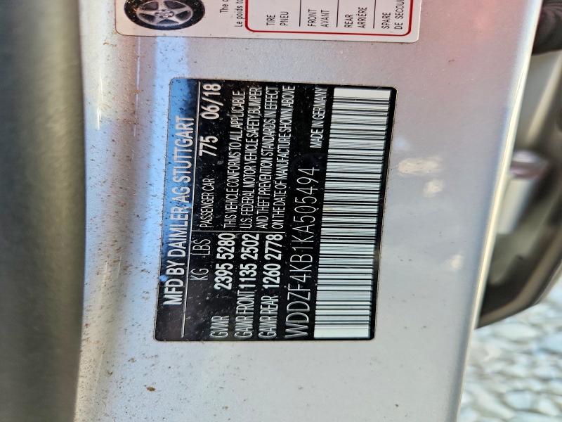 64304036 :رقم المزاد ، WDDZF4KB1KA505494 vin ، 2019 Mercedes-benz E مزاد بيع