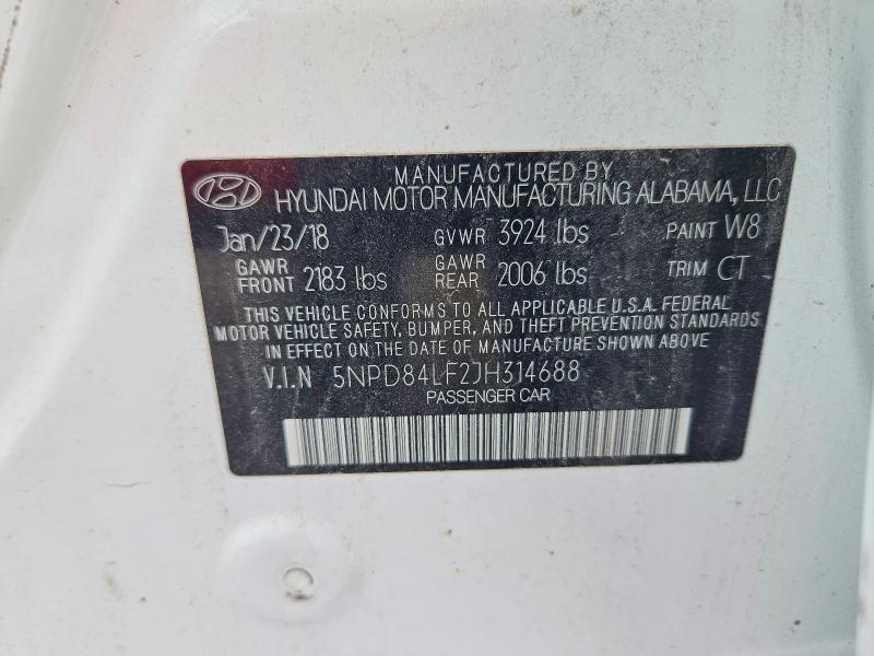Aukcja sprzedaży 2018 Hyundai Elantra, vin: 5NPD84LF2JH314688, numer aukcji: 65337236