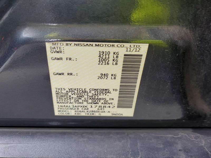 2013 Nissan Altima მანქანა იყიდება აუქციონზე, vin: 1N4AL3APXDC178842, აუქციონის ნომერი: 63373886