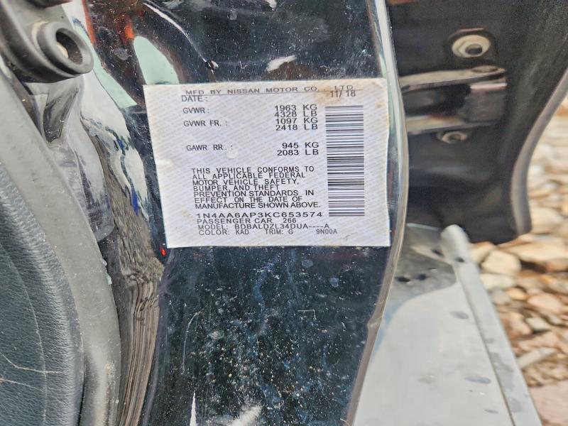 63552086 :رقم المزاد ، 1N4AA6AP3KC653574 vin ، 2019 Nissan Maxima مزاد بيع