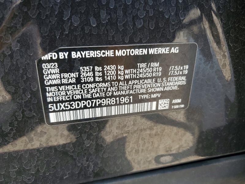 63419406 :رقم المزاد ، 5UX53DP07P9R81961 vin ، 2023 Bmw X3 مزاد بيع