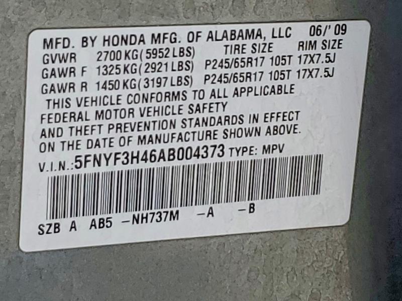 Продаж на аукціоні авто 2010 Honda Pilot, vin: 5FNYF3H46AB004373, номер лоту: 64506136
