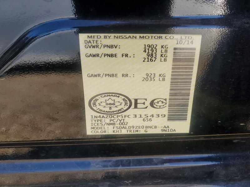 Продаж на аукціоні авто 2015 Nissan Leaf, vin: 1N4AZ0CP5FC315439, номер лоту: 63693326