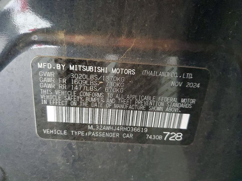 Aukcja sprzedaży 2024 Mitsubishi Mirage, vin: ML32AWHJ4RH036619, numer aukcji: 63783736