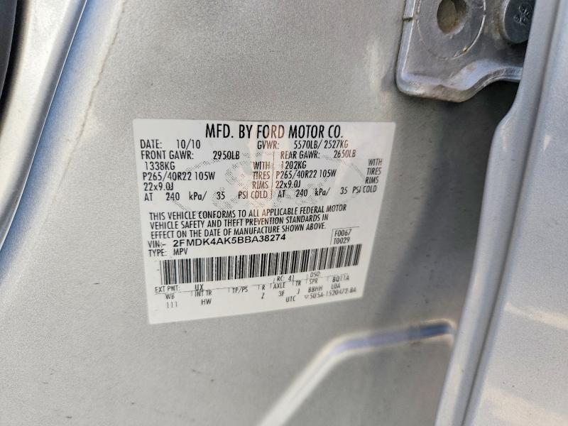 66642506 :رقم المزاد ، 2FMDK4AK5BBA38274 vin ، 2011 Ford Edge مزاد بيع