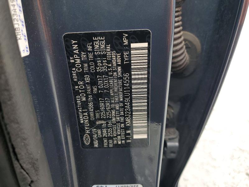 66496196 :رقم المزاد ، KM8J23A49LU114556 vin ، 2020 Hyundai Tucson مزاد بيع