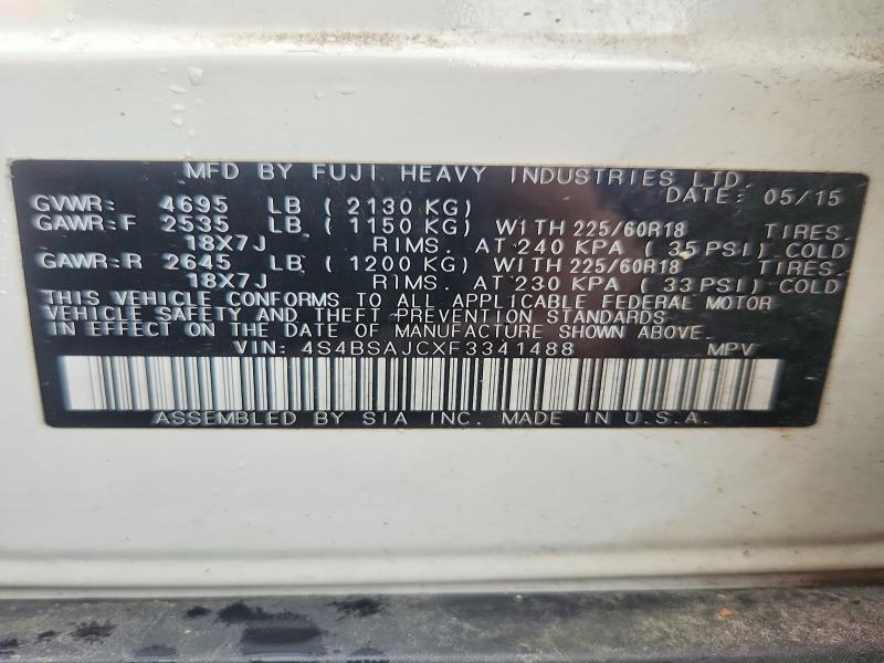 Продажа на аукционе авто 2015 Subaru Outback, vin: 4S4BSAJCXF3341488, номер лота: 66199966