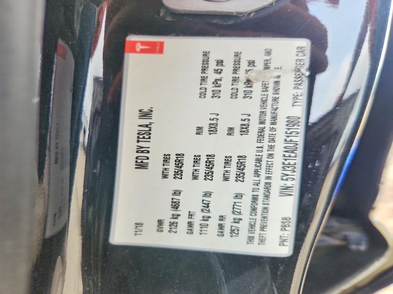 Продажа на аукционе авто 2018 Tesla Model 3, vin: 5YJ3E1EA0JF151980, номер лота: 64196576