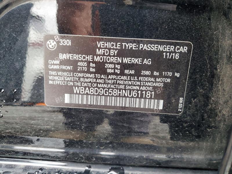 Продаж на аукціоні авто 2017 Bmw 330, vin: WBA8D9G58HNU61181, номер лоту: 65033156