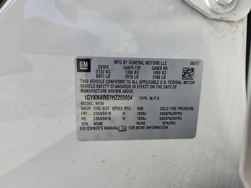 2017 Cadillac Xt5 მანქანა იყიდება აუქციონზე, vin: 1GYKNARS7HZ293904, აუქციონის ნომერი: 63777926