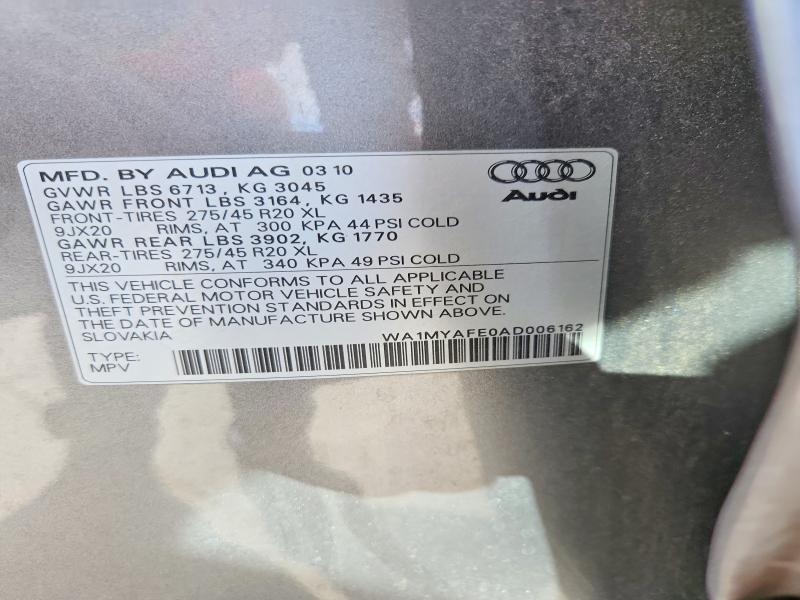 Aukcja sprzedaży 2010 Audi Q7, vin: WA1MYAFE0AD006162, numer aukcji: 65601626