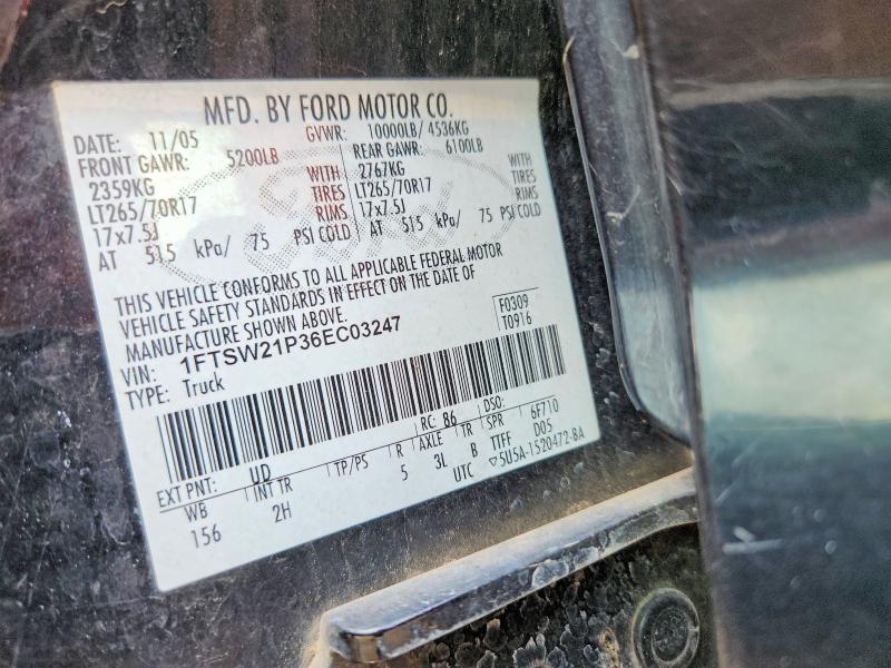2006 Ford F250 მანქანა იყიდება აუქციონზე, vin: 1FTSW21P36EC03247, აუქციონის ნომერი: 66569636