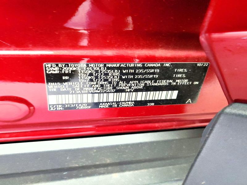 65468956 :رقم المزاد ، 2T3A1RFV6NW325697 vin ، 2022 Toyota Rav4 مزاد بيع