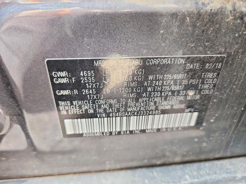 Продажа на аукционе авто 2018 Subaru Outback, vin: 4S4BSAAC4J3324985, номер лота: 66283346