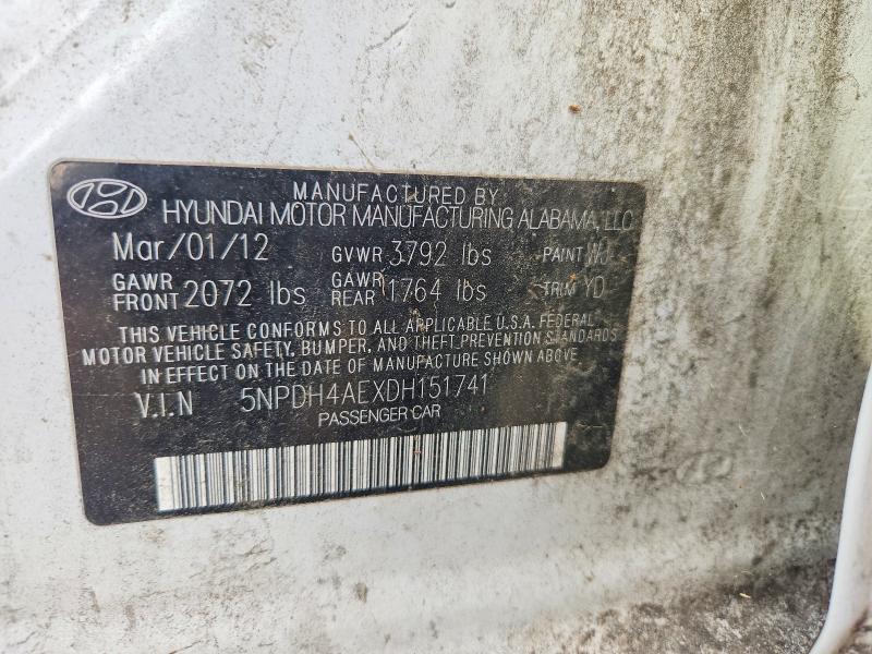 Продаж на аукціоні авто 2013 Hyundai Elantra, vin: 5NPDH4AEXDH151741, номер лоту: 64308426