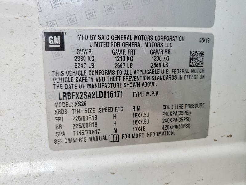 Продаж на аукціоні авто 2020 Buick Envision, vin: LRBFX2SA2LD016171, номер лоту: 65735146