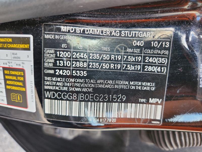 2014 Mercedes-benz Glk მანქანა იყიდება აუქციონზე, vin: WDCGG8JB0EG231529, აუქციონის ნომერი: 64743056