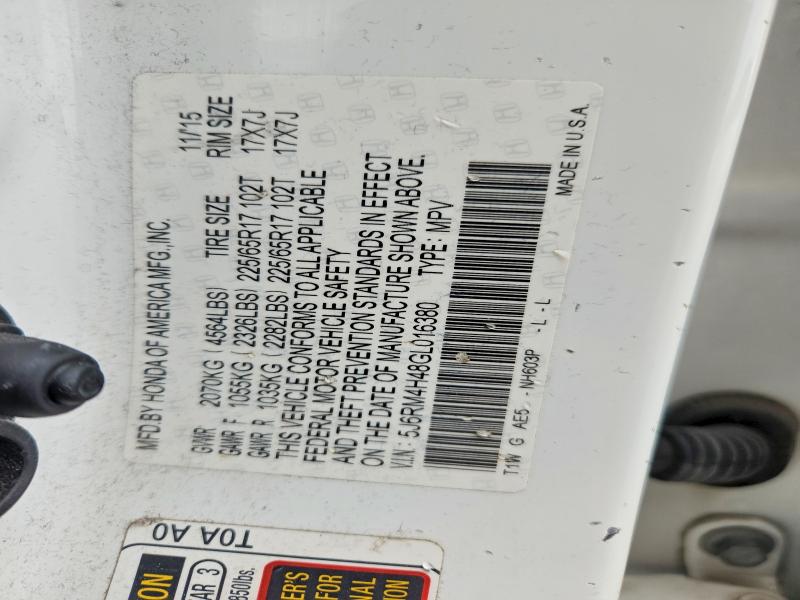 65838436 :رقم المزاد ، 5J6RM4H48GL016380 vin ، 2016 Honda Cr-v مزاد بيع