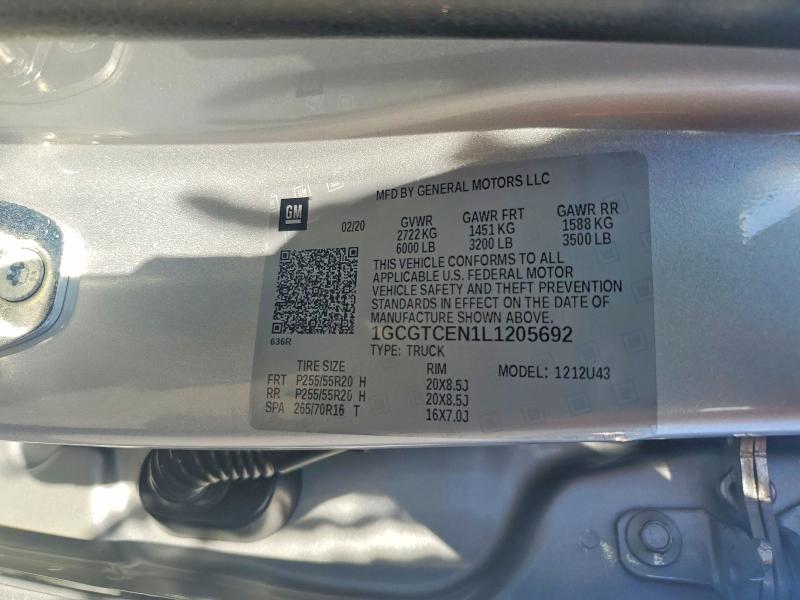 65904976 :رقم المزاد ، 1GCGTCEN1L1205692 vin ، 2020 Chevrolet Colorado مزاد بيع