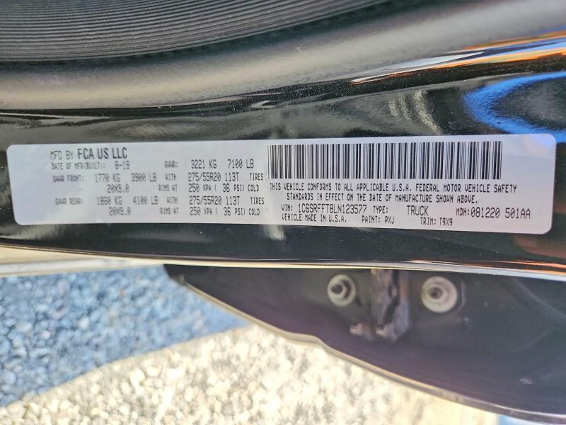 2020 Ram 1500 მანქანა იყიდება აუქციონზე, vin: 1C6SRFFT8LN123577, აუქციონის ნომერი: 63428626