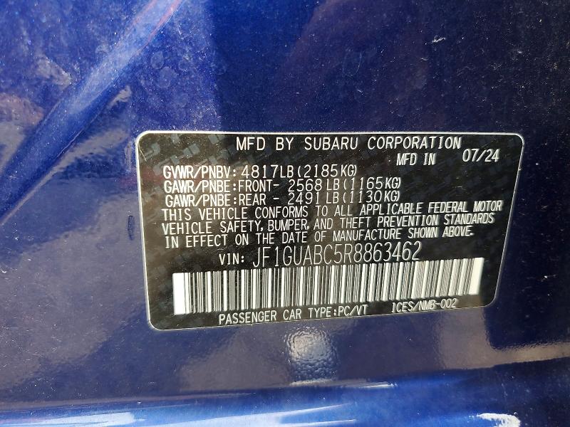65153346 :رقم المزاد ، JF1GUABC5R8863462 vin ، 2024 Subaru Impreza مزاد بيع