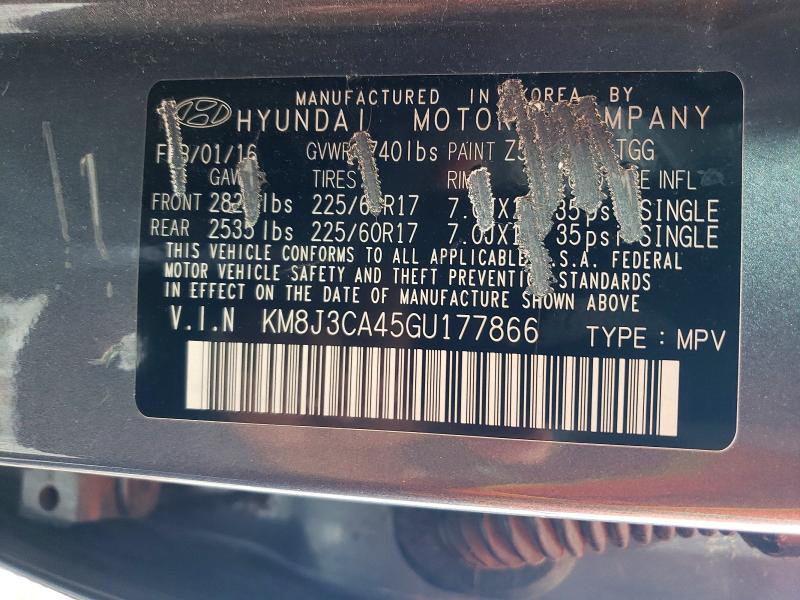 Продаж на аукціоні авто 2016 Hyundai Tucson, vin: KM8J3CA45GU177866, номер лоту: 65179626