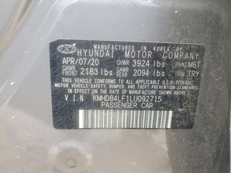 Aukcja sprzedaży 2020 Hyundai Elantra, vin: KMHD84LF1LU092715, numer aukcji: 64056176