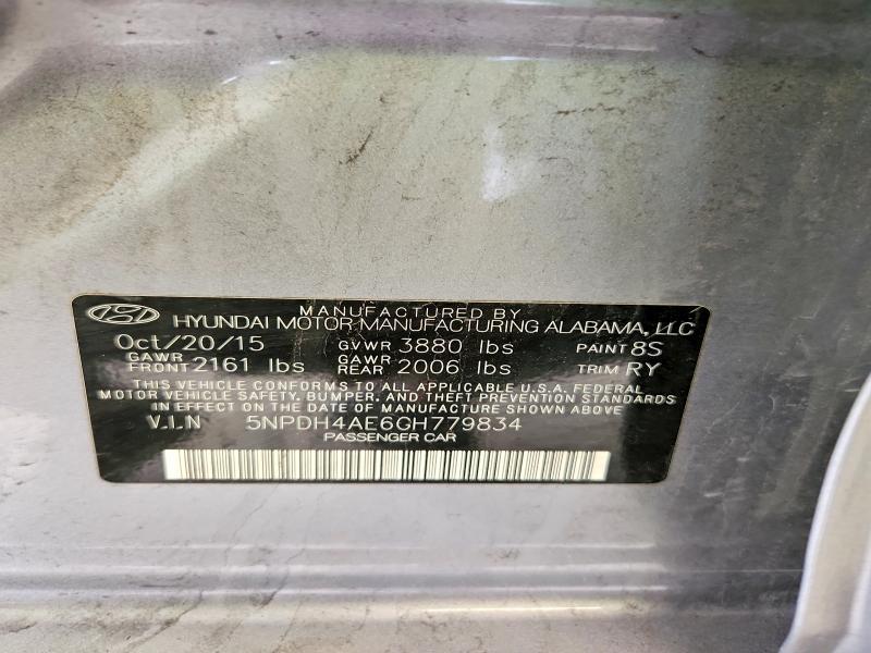 Aukcja sprzedaży 2016 Hyundai Elantra, vin: 5NPDH4AE6GH779834, numer aukcji: 64579086