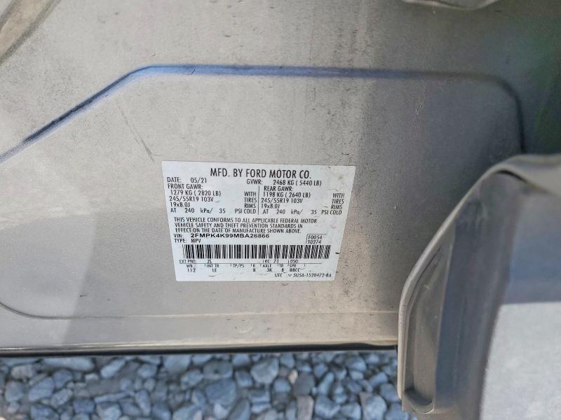 61449956 :رقم المزاد ، 2FMPK4K99MBA26866 vin ، 2021 Ford Edge مزاد بيع
