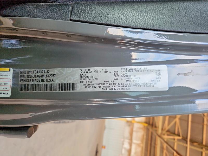 Продаж на аукціоні авто 2021 Jeep Gladiator, vin: 1C6HJTAG4ML612257, номер лоту: 65957586