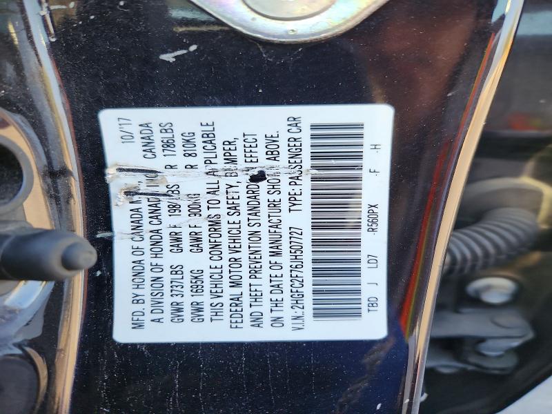 66294656 :رقم المزاد ، 2HGFC2F76JH507727 vin ، 2018 Honda Civic مزاد بيع