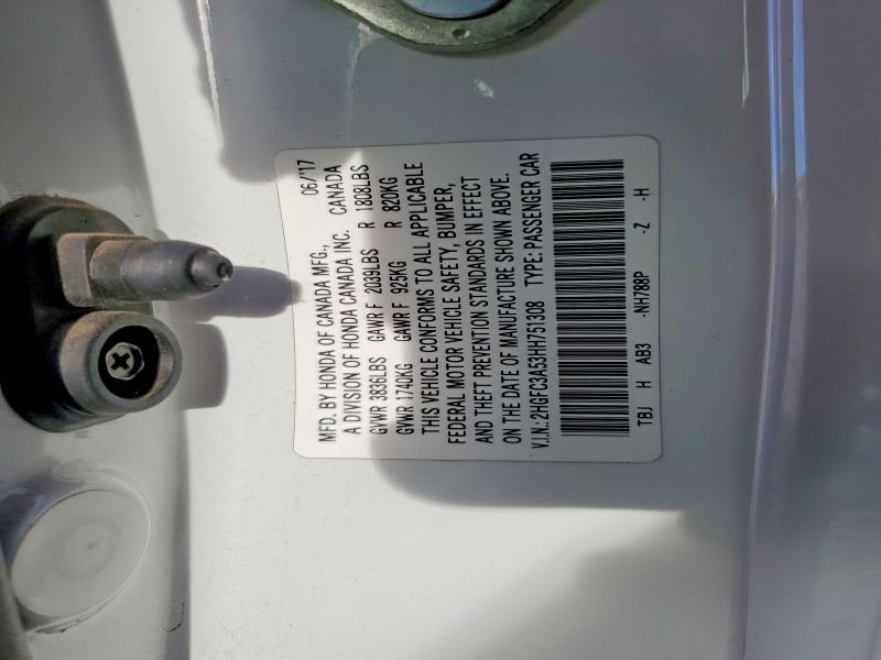 Aukcja sprzedaży 2017 Honda Civic, vin: 2HGFC3A53HH751308, numer aukcji: 65060296