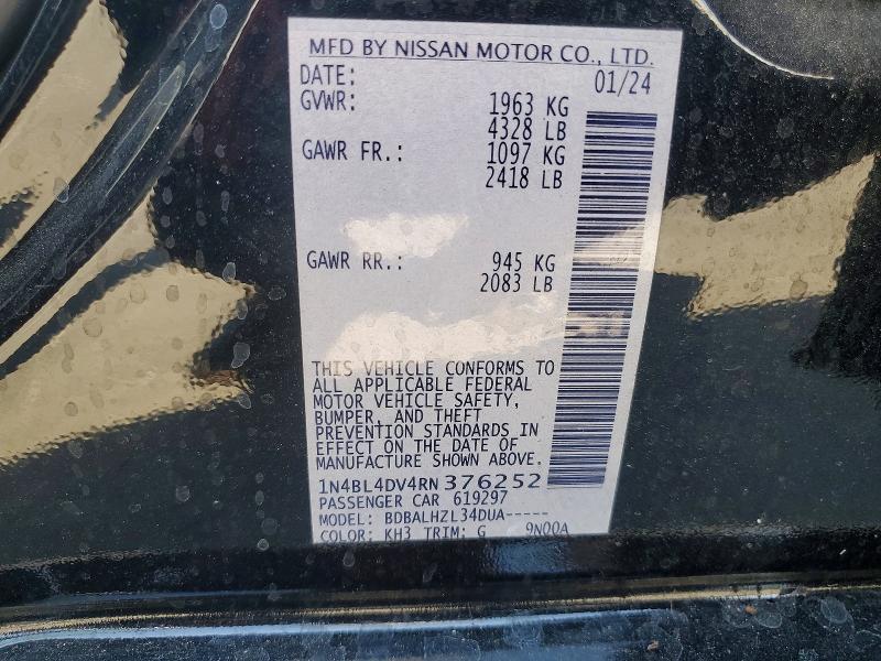 Aukcja sprzedaży 2024 Nissan Altima, vin: 1N4BL4DV4RN376252, numer aukcji: 66140556
