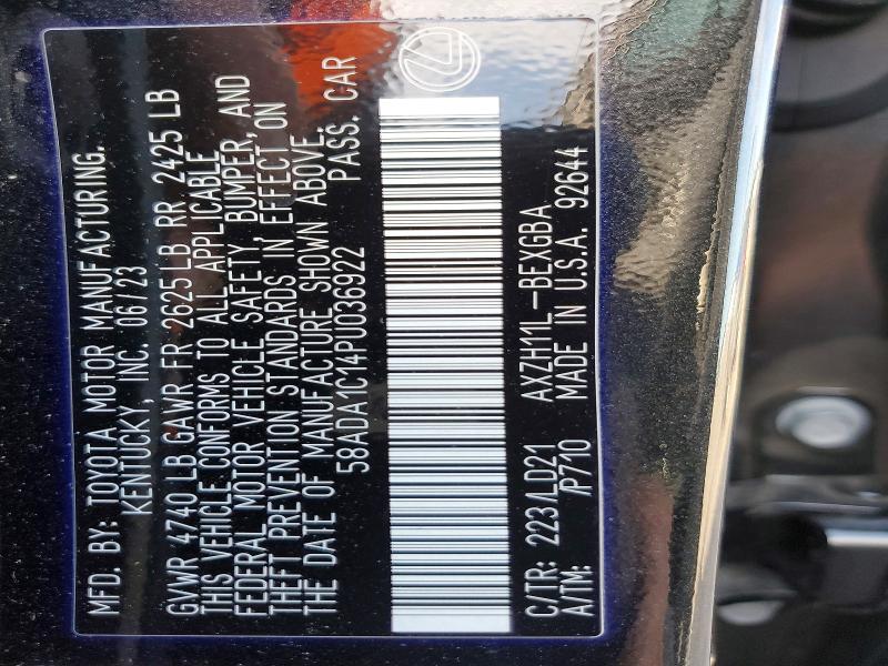 Aukcja sprzedaży 2023 Lexus Es 300h, vin: 58ADA1C14PU036922, numer aukcji: 66270856