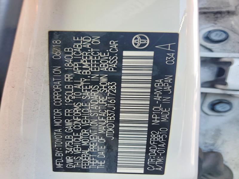 64068556 :رقم المزاد ، JTDKDTB37J1617283 vin ، 2018 Toyota Prius C مزاد بيع