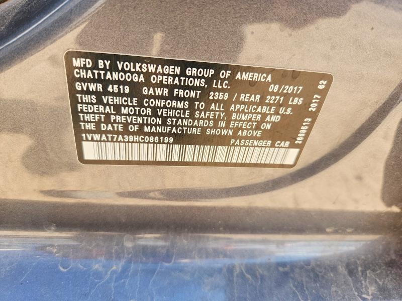 Продажа на аукционе авто 2017 Volkswagen Passat, vin: 1VWAT7A39HC086199, номер лота: 64487186