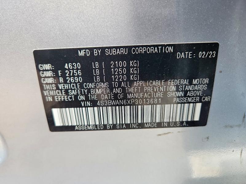 63761726 :رقم المزاد ، 4S3BWAN6XP3013681 vin ، 2023 Subaru Legacy مزاد بيع