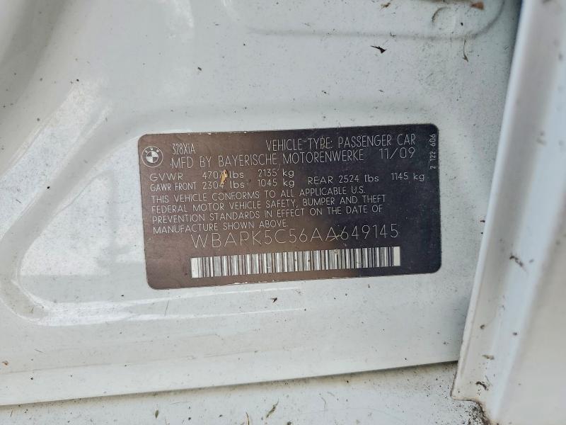 64207676 :رقم المزاد ، WBAPK5C56AA649145 vin ، 2010 Bmw 328 مزاد بيع