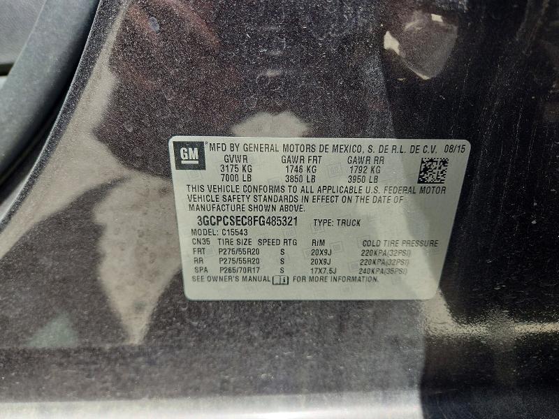 Продажа на аукционе авто 2015 Chevrolet Silverado, vin: 3GCPCSEC8FG485321, номер лота: 65729866