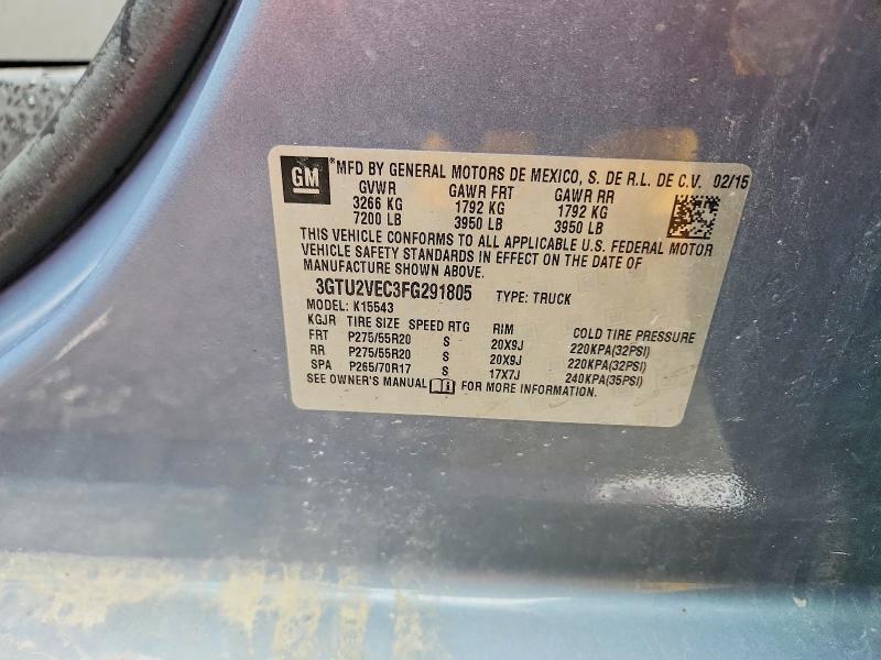 Aukcja sprzedaży 2015 Gmc Sierra, vin: 3GTU2VEC3FG291805, numer aukcji: 65173146