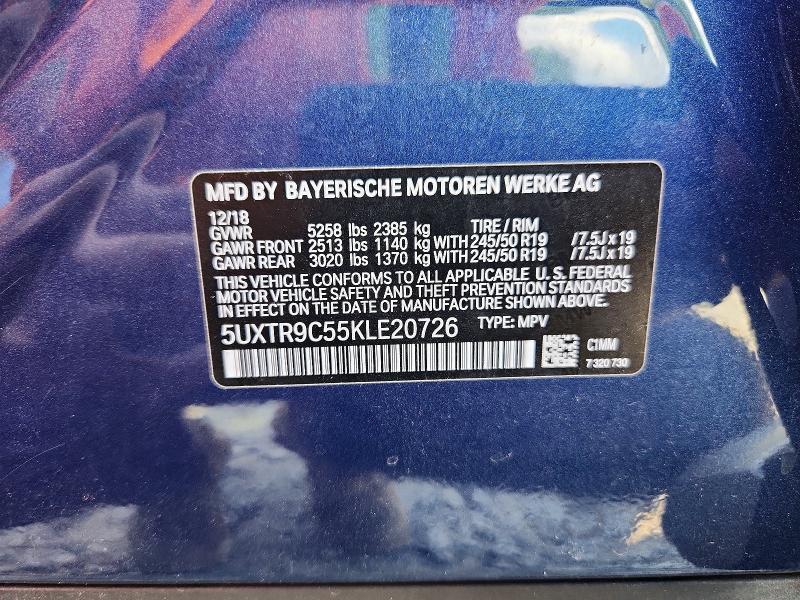 Aukcja sprzedaży 2019 Bmw X3, vin: 5UXTR9C55KLE20726, numer aukcji: 65707566