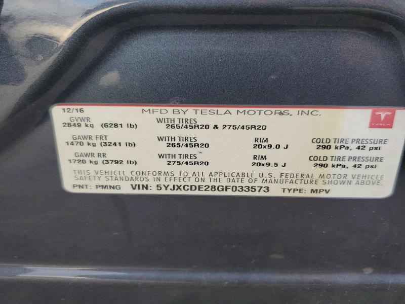 Продажа на аукционе авто 2016 Tesla Model X, vin: 5YJXCDE28GF033573, номер лота: 66830686